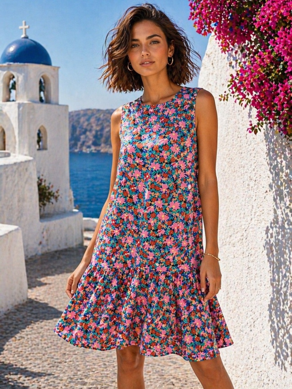 🌼 Tall Daisy Tie Back Flounce Dress – Size S🌼